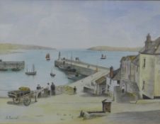 A CARROLL, Harbour Scene, watercolour, framed and glazed. 38 x 29 cm.