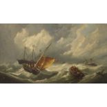 PETER CORNELIS DOMMERSON (1833-1918) Dutch, Shipping in Stormy Sea, oil on canvas, signed, framed.