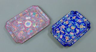 Two Canton enamel dishes. The largest 20.5 cm long.