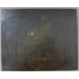 Follower of SEBASTIAN PETHER, Moonlight Scene, oil on canvas, unframed. 42.5 x 34 cm.