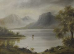 19TH CENTURY SCHOOL, Loch Scene, oil on canvas, framed and glazed. 39.5 x 29.5 cm.