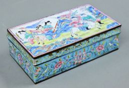 A Canton rectangular enamel box. 16.5 cm wide.