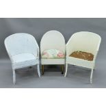 Three Lloyd Loom style chairs.