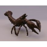 A bronze model of a crayfish. 10 cm long.