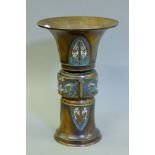 A Japanese bronze and cloisonne Gu vase. 30 cm high.