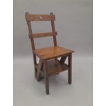 A Victorian metamorphic library chair. 39 cm wide.