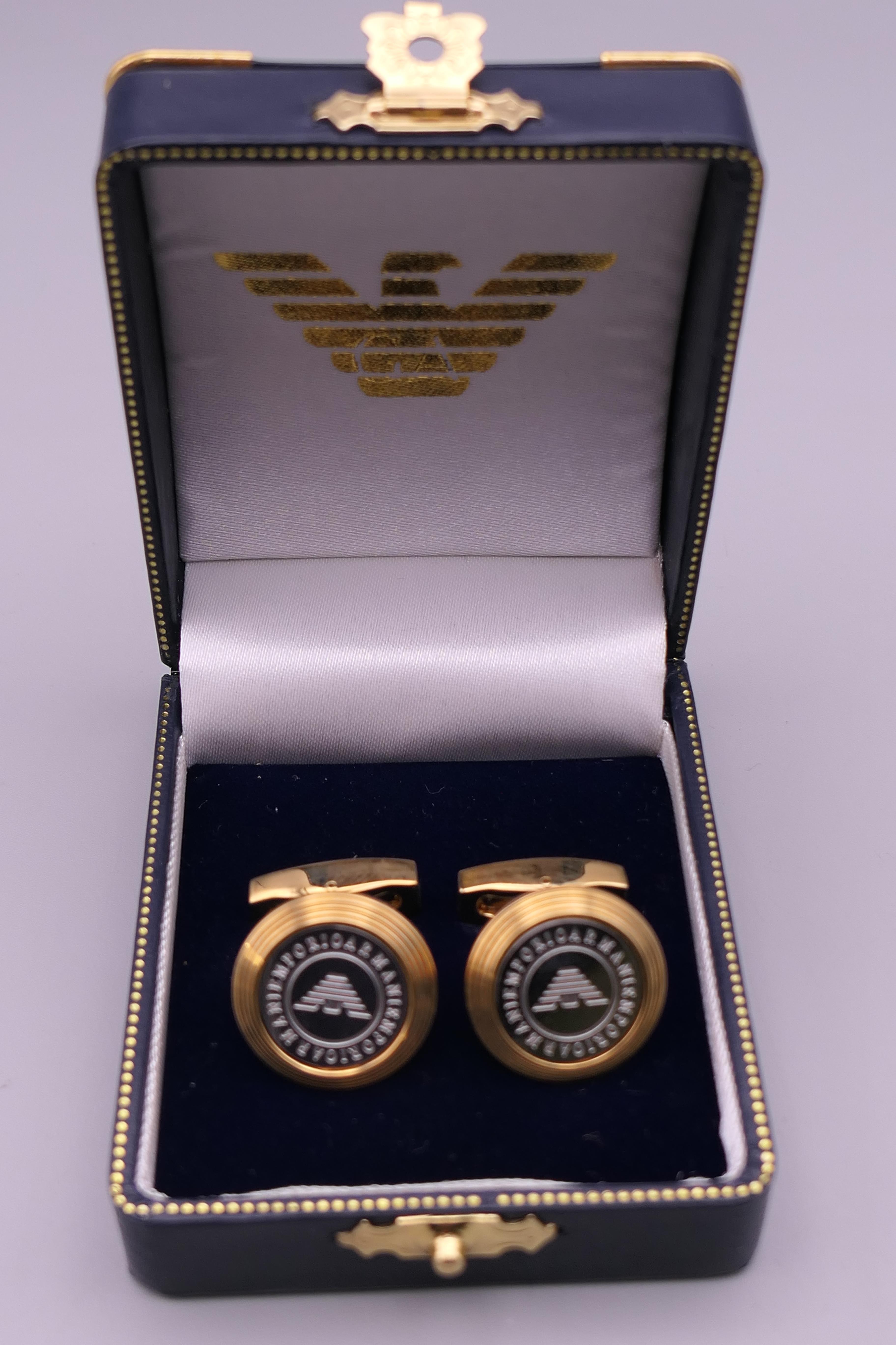 A pair of Emporio Armani cufflinks, boxed. 2 cm diameter. - Image 2 of 5