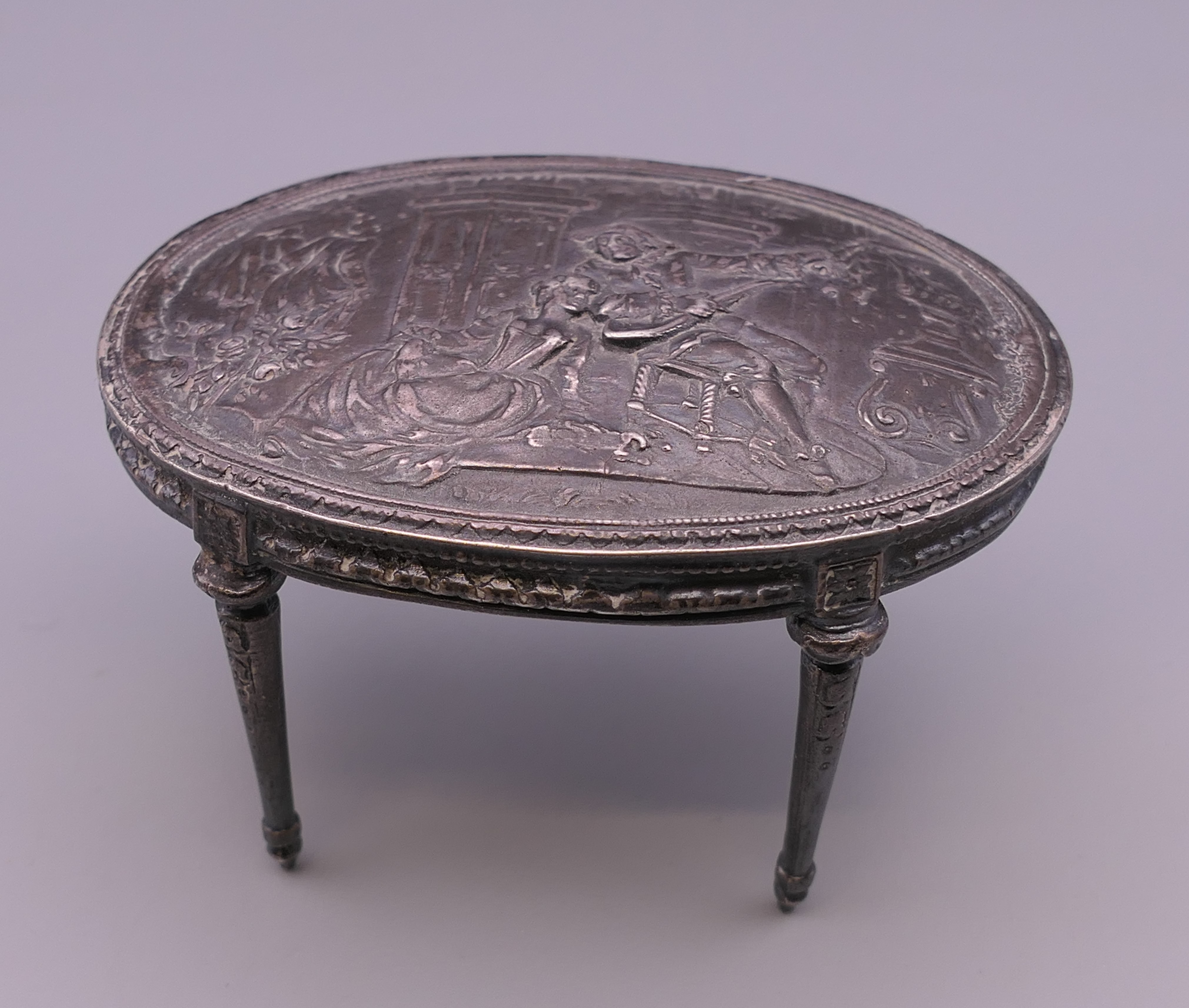 A Continental silver model of a table. 8 cm long. - Image 2 of 8