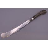 A Victorian agate handled silver knife. 28 cm long.