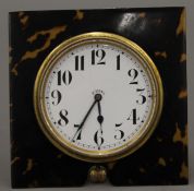 A tortoiseshell clock with brevet Swiss movement, circa 1900. 12.5 cm square.