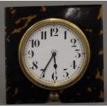 A tortoiseshell clock with brevet Swiss movement, circa 1900. 12.5 cm square.