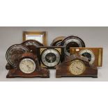 A quantity of various mantle clocks.