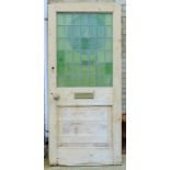 Three vintage lead glazed pine doors.