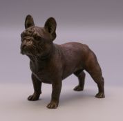 A bronze model of a French bulldog. 7 cm long.