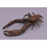 FRANZ BERGMAN (1861-1936) Austrian, a cold painted bronze model of a crayfish, stamped. 12.