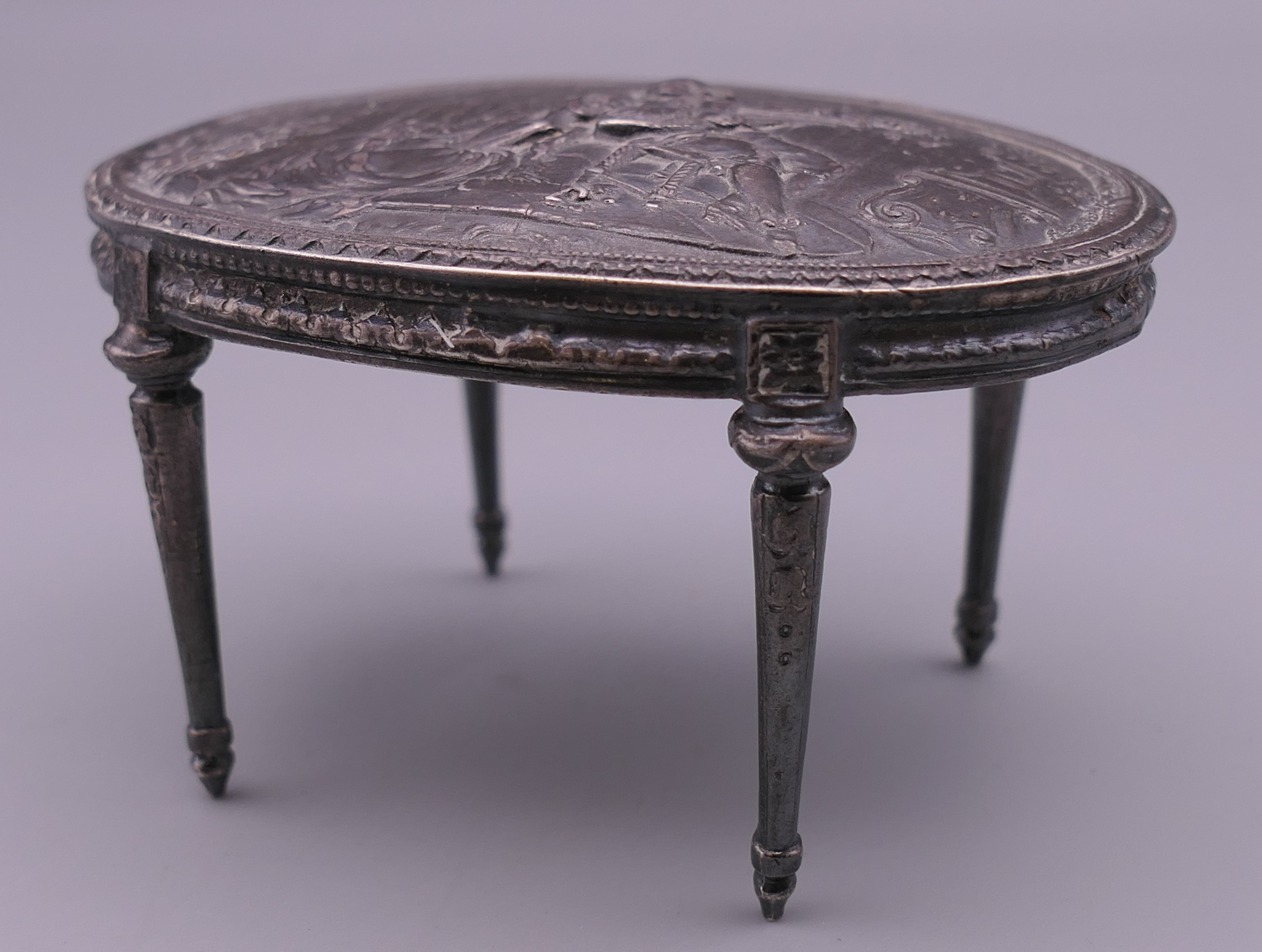 A Continental silver model of a table. 8 cm long. - Image 3 of 8