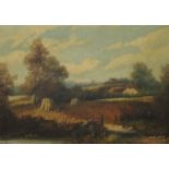 R PERCY, Farm Scene, oil on canvas, framed. 54.5 x 39.5 cm.