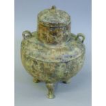 A Chinese archaic bronze lidded vase. 22 cm high.