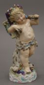 A 19th century Continental porcelain model of a Bacchus. 24 cm high.