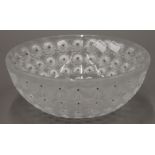 A Lalique R France Nemours pattern glass bowl. 25 cm diameter.