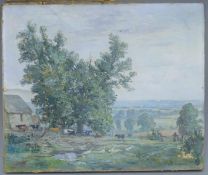 CHARLES ERNEST CUNDALL (1890-1971) British, Suffolk Landscape, oil on canvas, signed, unframed. 61.