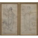 Manner of Bartolozzi, a pair of pencil drawings, housed in a glazed common framed.