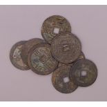 A quantity of Chinese coins.