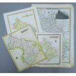 Four antique loose maps of Cambridgeshire. The largest 28 x 41 cm.