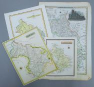 Four antique loose maps of Cambridgeshire. The largest 28 x 41 cm.