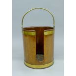 A brass bound mahogany plate bucket. 34 cm high excluding handle.