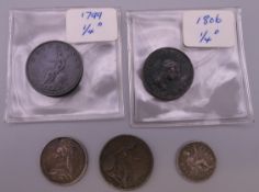 A quantity of George III coins, etc.