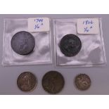 A quantity of George III coins, etc.