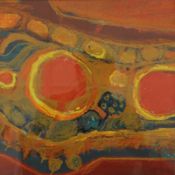 GEOFFREY BAILEY, Red Planet, acrylic, framed and glazed. 38 x 38 cm.