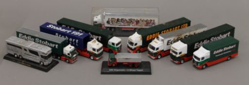 A collection of Eddie Stobart toy lorries.