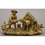 A 19th century gilt bronze inkwell. 17.5 cm wide.