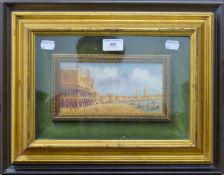 Venice Scene, oil, indistinctly signed, framed and glazed. 42 x 33.5 cm overall.