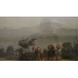 WILLEM DE BEER (born 1941) South African, Elephants, print, framed and glazed. 62 x 42 cm.