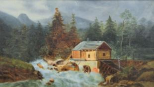 Watermill, oil on canvas, framed. 63 x 36 cm.