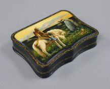 A Russian lacquered box. 16.5 cm wide.