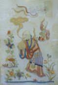 A Chinese silk picture of a scholar, framed and glazed. 43 x 63 cm overall.