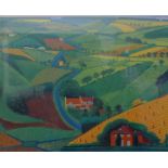 DAVID HOCKNEY, The Roads Across the Wolds, print, framed and glazed. 60 x 48 cm.