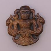 An archaic style Chinese pendant. 5.5 cm high.