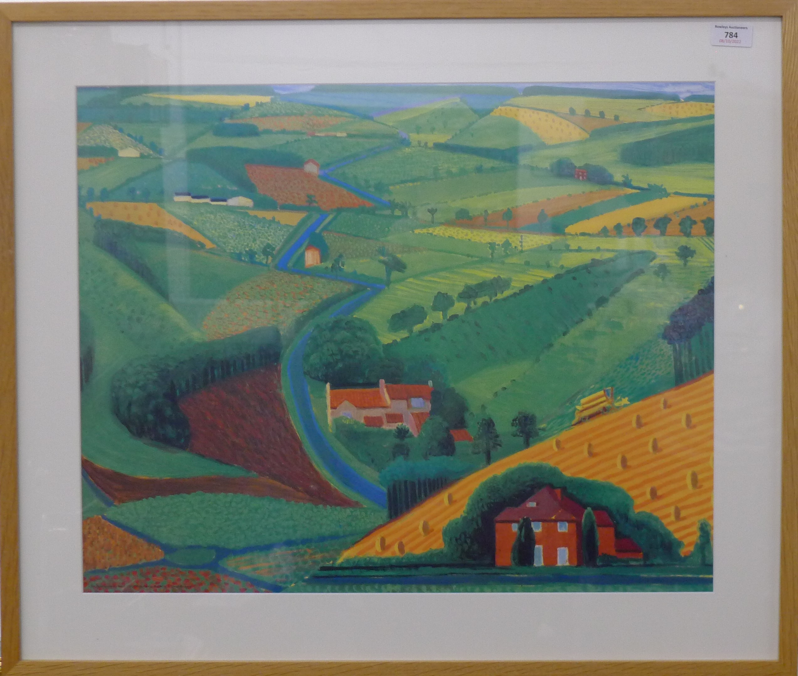 DAVID HOCKNEY, The Roads Across the Wolds, print, framed and glazed. 60 x 48 cm. - Image 2 of 2