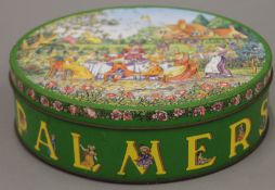 A Huntley and Palmer's ''Rude'' biscuit tin.