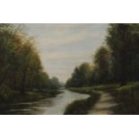 PETER SNELL, River Scene, oil on canvas, signed, framed. 90 x 60 cm.