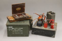 A quantity of items, including ammunition boxes, etc.