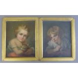 A pair of 19th century oils on board, Portraits of Young Girls, each framed. Each 20.5 x 25.5 cm.
