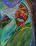 Tribal, modern oil on canvas, unframed. 80 x 100 cm.