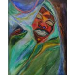 Tribal, modern oil on canvas, unframed. 80 x 100 cm.