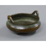 A small Chinese bronze censer. 8 cm diameter.